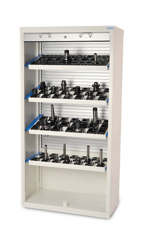 CNC-Rollladenschrank mit Aluminium Rollladen inkl. 4 x CNC-Werkzeugaufnahmerahmen, Tiefe 500, R 36-16