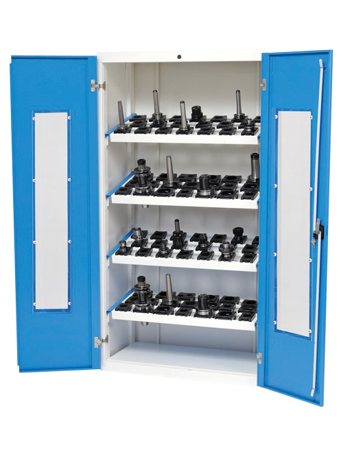 CNC-Vitrinenschrank Tiefe 500, R36-16, 2 x Sichttüre aus Plexiglas, inkl. 4 x CNC-Werkzeugaufnahmerahmen