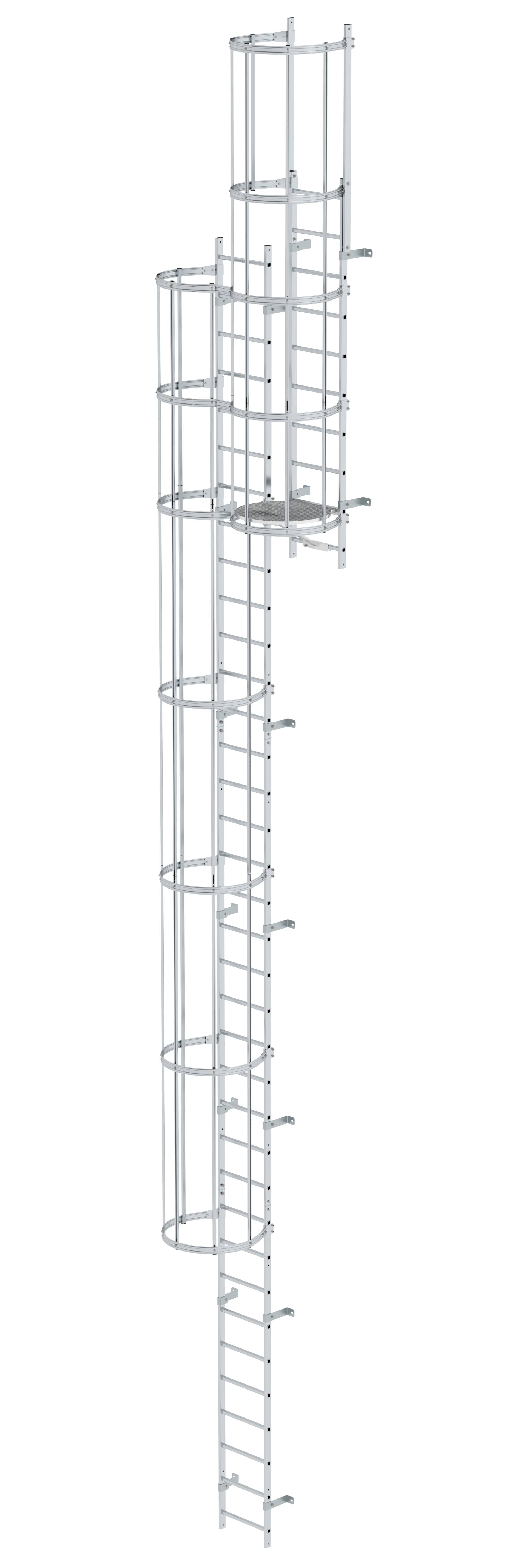 Mehrzügige Steigleiter mit Rückenschutz (Bau) Aluminium blank 11,84m