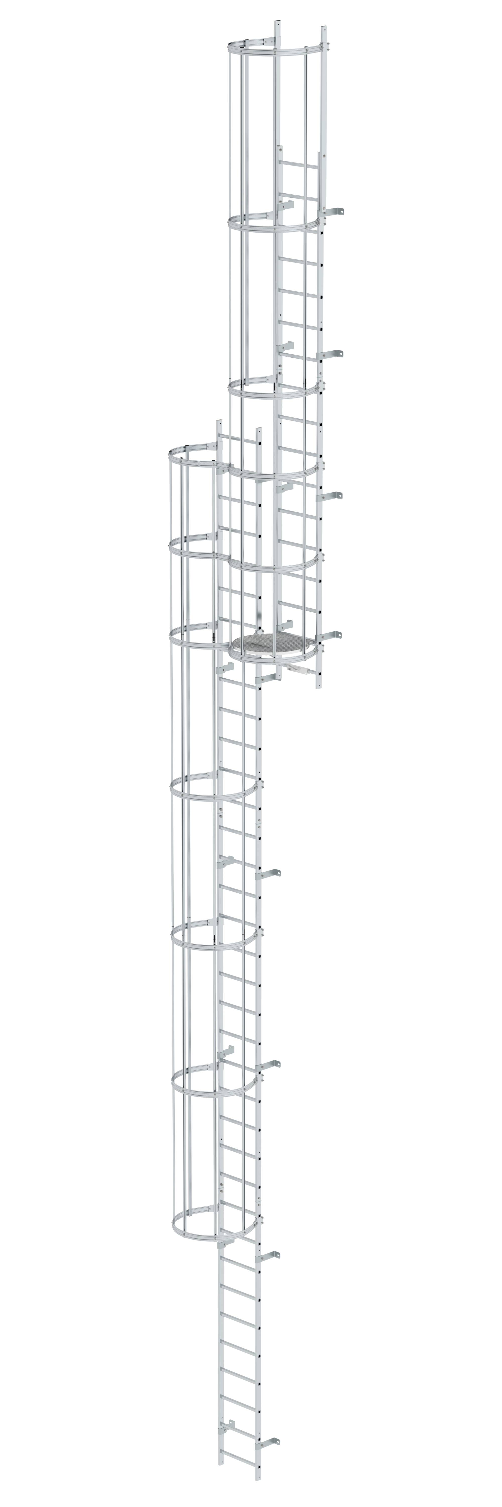 Mehrzügige Steigleiter mit Rückenschutz (Bau) Aluminium blank 13,80m