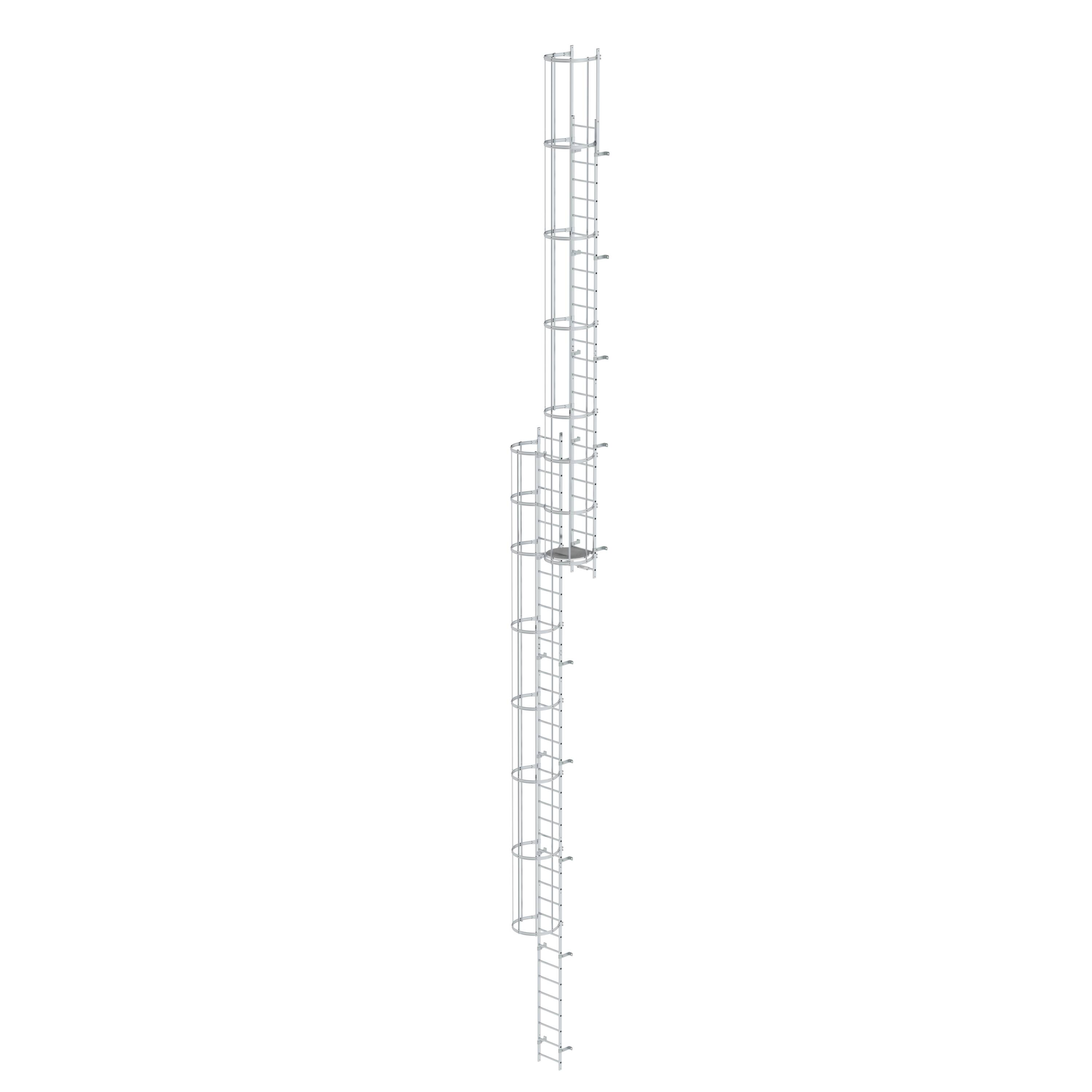 Mehrzügige Steigleiter mit Rückenschutz (Bau) Aluminium blank 17,16m