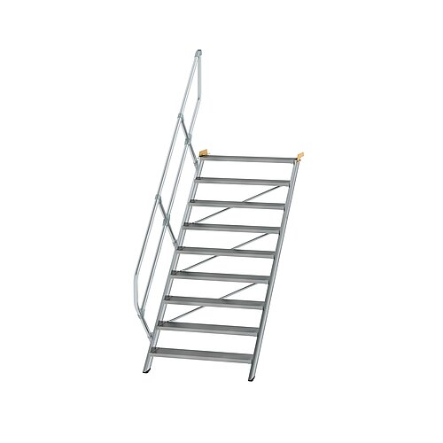 Treppe 45° Stufenbreite 1000 mm 9 Stufen Aluminium geriffelt