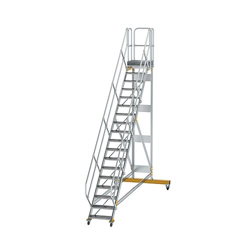 Plattformtreppe 45° fahrbar Stufenbreite 600 mm 19 Stufen Aluminium geriffelt