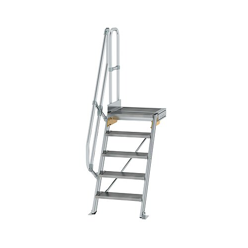 Treppe mit Plattform 60° Stufenbreite 600 mm 5 Stufen Aluminium geriffelt