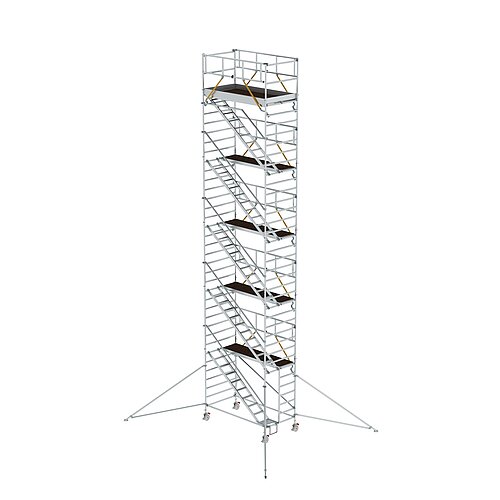 Rollgerüst SG 1,35 x 2,45 m mit Schrägaufstiegen & Ausleger Plattformhöhe 10,35 m