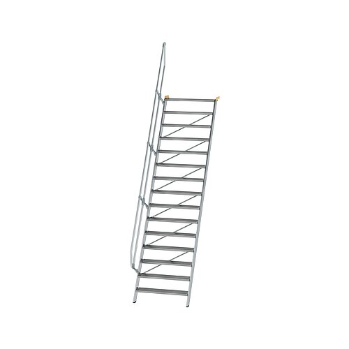Treppe 60° Stufenbreite 1000 mm 15 Stufen Aluminium geriffelt