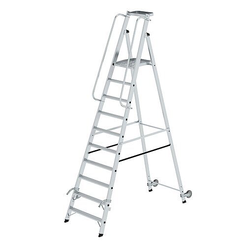 Plattformleiter mit Rollen und Griff 10 Stufen mit Ablageschale 51090 Plattformleiter mit Rollen und Griff 10 Stufen mit Ablageschale