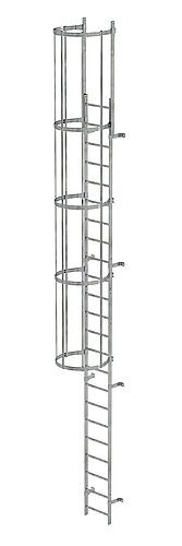Einzügige Steigleiter mit Rückenschutz Stahl verzinkt 7,64m
