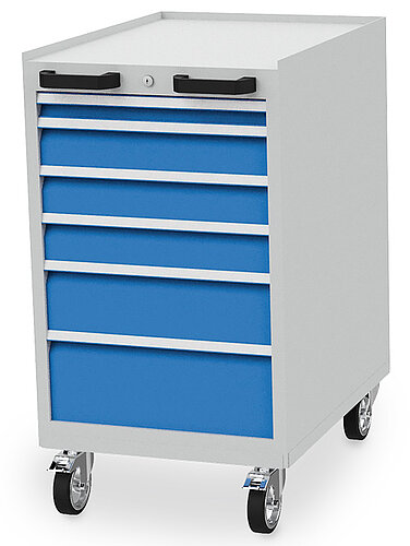 Mobiler Schubladenschrank Tiefe 736 mm, R 18-24, 6 x Schublade 04.10.06V10B Mobiler Schubladenschrank Tiefe 736 mm, R 18-24, 6 x Schublade
