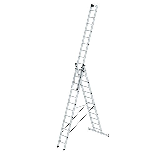 Sprossen-Mehrzweckleiter 3-teilig mit nivello®-Traverse und Wandlaufrollen 3x12 Sprossen 33312 Sprossen-Mehrzweckleiter 3-teilig mit nivello®-Traverse und Wandlaufrollen 3x12 Sprossen