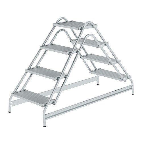 Arbeitspodest beidseitig begehbar Aluminium geriffelt 2x4 Stufen 50061 Arbeitspodest beidseitig begehbar Aluminium geriffelt 2x4 Stufen