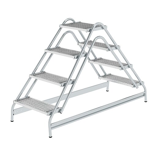 Arbeitspodest beidseitig begehbar Stahl-Gitterrost 2x4 Stufen 50064 Arbeitspodest beidseitig begehbar Stahl-Gitterrost 2x4 Stufen