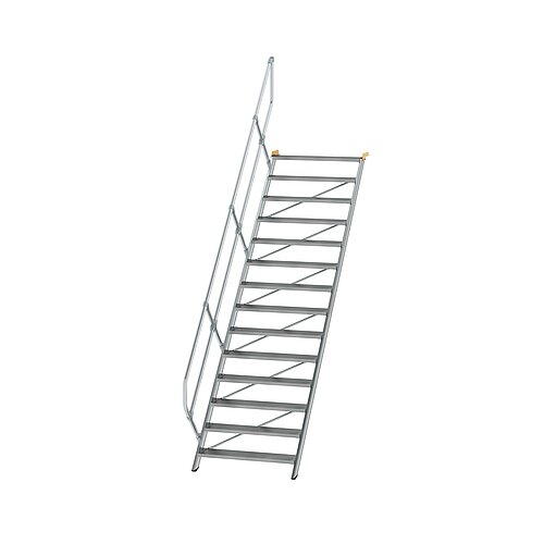 Treppe 45° Stufenbreite 1000 mm 14 Stufen Aluminium geriffelt