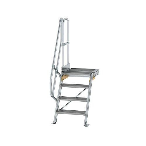 Treppe mit Plattform 60° Stufenbreite 600 mm 4 Stufen Aluminium geriffelt