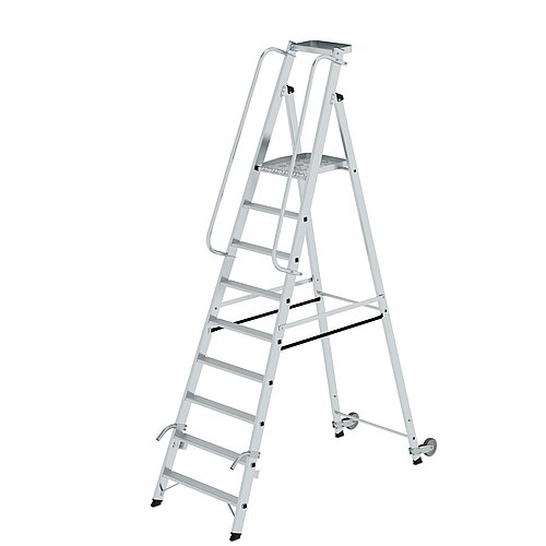Plattformleiter mit Rollen und Griff 9 Stufen mit Ablageschale 51089 Plattformleiter mit Rollen und Griff 9 Stufen mit Ablageschale