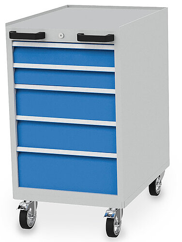 Mobiler Schubladenschrank Tiefe 736 mm, R 18-24, 5 x Schublade 04.10.05V10B Mobiler Schubladenschrank Tiefe 736 mm, R 18-24, 5 x Schublade