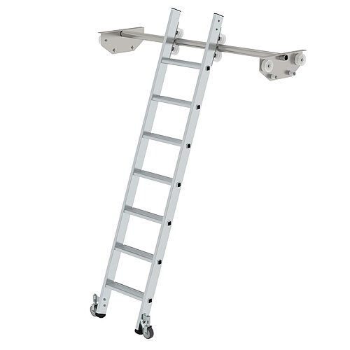 Stufen-Regalleiter fahrbar für Doppelregal 7 Stufen 44607 Stufen-Regalleiter fahrbar für Doppelregal 7 Stufen