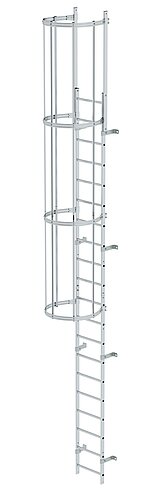 Einzügige Steigleiter mit Rückenschutz Aluminium blank 6,80m
