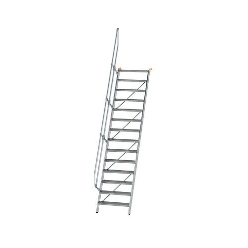 Treppe 60° Stufenbreite 800 mm 14 Stufen Aluminium geriffelt