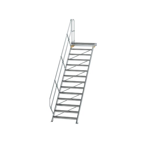 Treppe mit Plattform 45° Stufenbreite 1000 mm 14 Stufen Aluminium geriffelt 600474 Treppe mit Plattform 45° Stufenbreite 1000 mm 14 Stufen Aluminium geriffelt