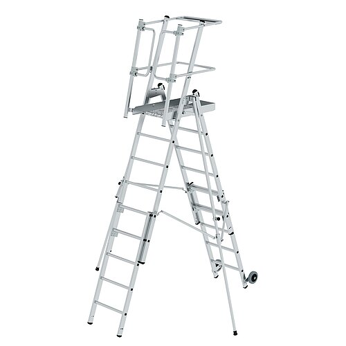 Plattformleiter FlexxStep 6 Sprossen mit Teleskopaufsatz 3 Sprossen