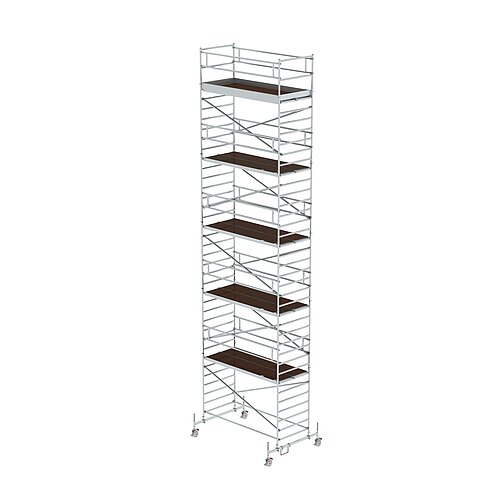 Rollgerüst 1,35 x 3,0 m mit Fahrbalken und Doppel-Plattform Plattformhöhe 10,45 m
