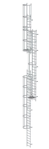 Mehrzügige Steigleiter mit Rückenschutz (Maschinen) Aluminium blank 15,20m 510246 Mehrzügige Steigleiter mit Rückenschutz (Maschinen) Aluminium blank 15,20m
