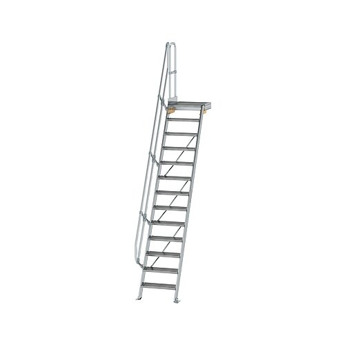 Treppe mit Plattform 60° Stufenbreite 600 mm 13 Stufen Aluminium geriffelt 600373 Treppe mit Plattform 60° Stufenbreite 600 mm 13 Stufen Aluminium geriffelt