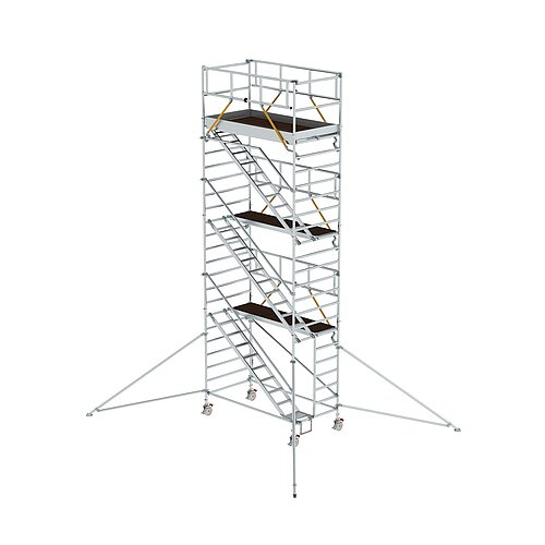 Rollgerüst SG 1,35 x 2,45 m mit Schrägaufstiegen & Ausleger Plattformhöhe 6,43 m