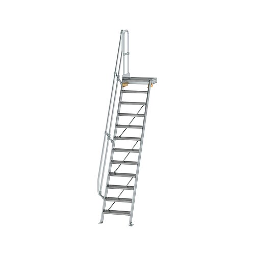 Treppe mit Plattform 60° Stufenbreite 600 mm 12 Stufen Aluminium geriffelt
