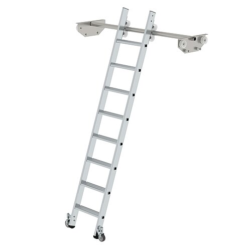 Stufen-Regalleiter fahrbar für Doppelregal 8 Stufen 44608 Stufen-Regalleiter fahrbar für Doppelregal 8 Stufen