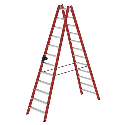Stufen-Stehleiter beidseitig begehbar GFK / Alu 2x12 Stufen 34124 Stufen-Stehleiter beidseitig begehbar GFK / Alu 2x12 Stufen