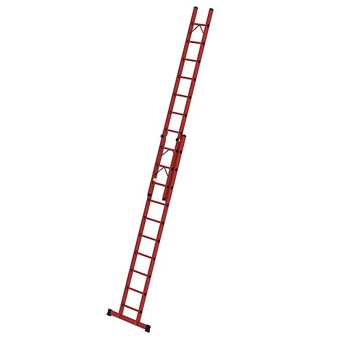 Sprossen-Schiebeleiter 2-teilig GFK mit Standard-Traverse 2x10 Sprossen 36610 Sprossen-Schiebeleiter 2-teilig GFK mit Standard-Traverse 2x10 Sprossen