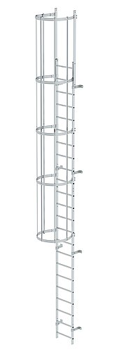 Einzügige Steigleiter mit Rückenschutz Aluminium blank 7,64m
