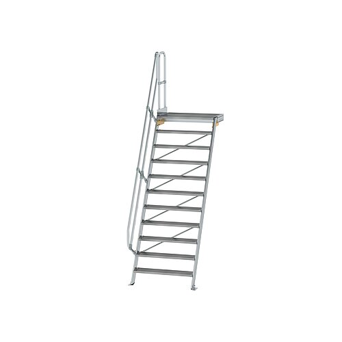 Treppe mit Plattform 60° Stufenbreite 1000 mm 11 Stufen Aluminium geriffelt