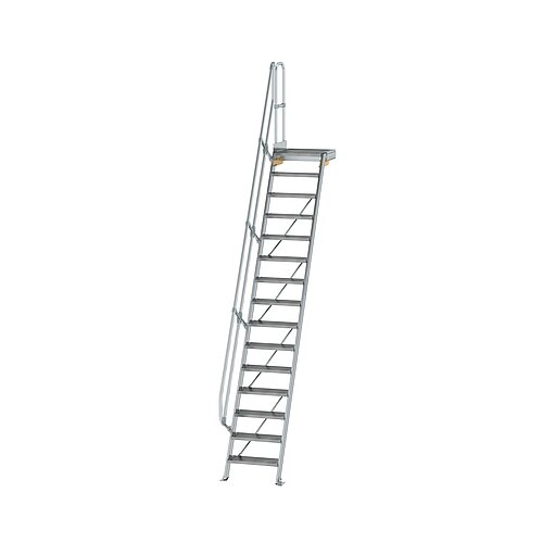 Treppe mit Plattform 60° Stufenbreite 600 mm 15 Stufen Aluminium geriffelt 600375 Treppe mit Plattform 60° Stufenbreite 600 mm 15 Stufen Aluminium geriffelt