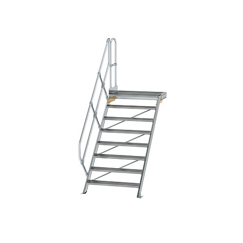 Treppe mit Plattform 45° Stufenbreite 1000 mm 8 Stufen Aluminium geriffelt 600468 Treppe mit Plattform 45° Stufenbreite 1000 mm 8 Stufen Aluminium geriffelt