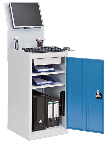 Computerwagen 105-1 stationär, 1 x Flügeltüre, 1 x Schublade, 2 x verstellbare Fachböden, 1 x Montitohalterung mit VESA-Verschraubung 04105MC125oRA Computerwagen 105-1 stationär, 1 x Flügeltüre, 1 x Schublade, 2 x verstellbare Fachböden, 1 x Montitohalterung mit VESA-Verschraubung