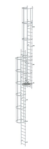 Mehrzügige Steigleiter mit Rückenschutz (Maschinen) Aluminium blank 12,12m