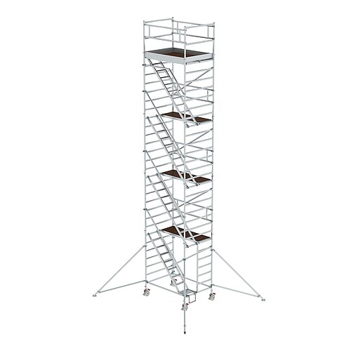 Rollgerüst 1,35 x 1,80 m mit Schrägaufstiegen & Ausleger Plattformhöhe 8,35 m 167400 Rollgerüst 1,35 x 1,80 m mit Schrägaufstiegen & Ausleger Plattformhöhe 8,35 m