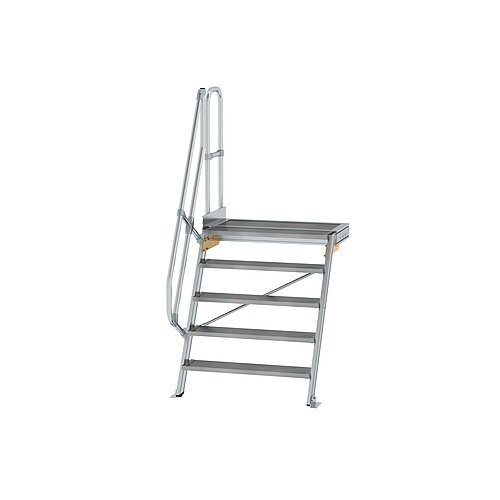 Treppe mit Plattform 60° Stufenbreite 1000 mm 5 Stufen Aluminium geriffelt 600405 Treppe mit Plattform 60° Stufenbreite 1000 mm 5 Stufen Aluminium geriffelt