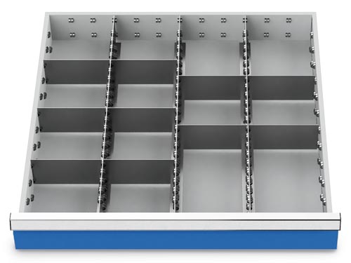 Schubladeneinteilung R 24-24 mit Metalleinteilung für Front 100 mm