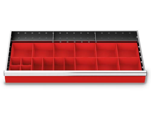Schubladeneinteilung R 36-16 mit Kleinteilekästen für Front 100 mm