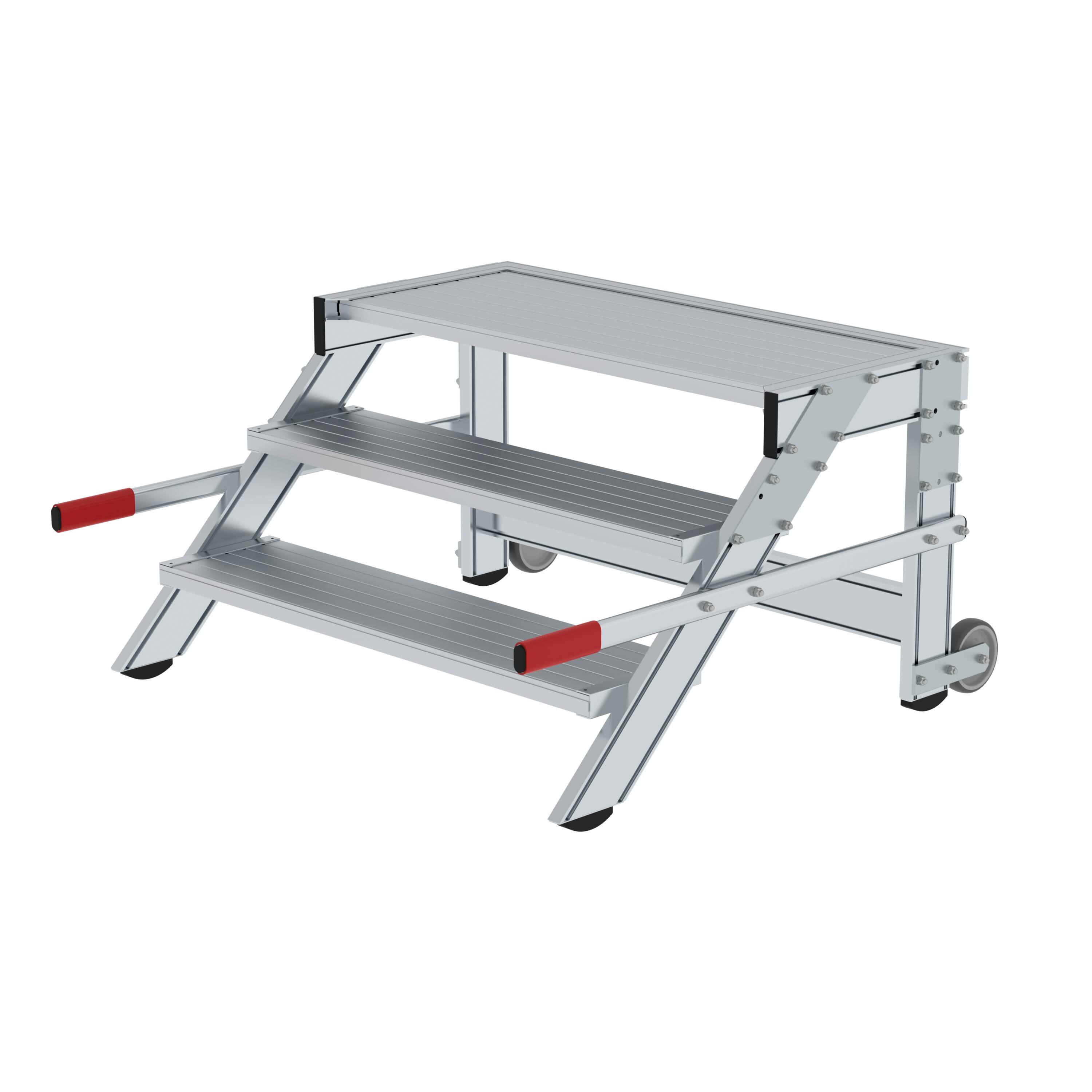 Arbeitspodest fahrbar, Stufenbreite 1000 mm, Aluminium geriffelt 3 Stufen 50020 Arbeitspodest fahrbar, Stufenbreite 1000 mm, Aluminium geriffelt 3 Stufen