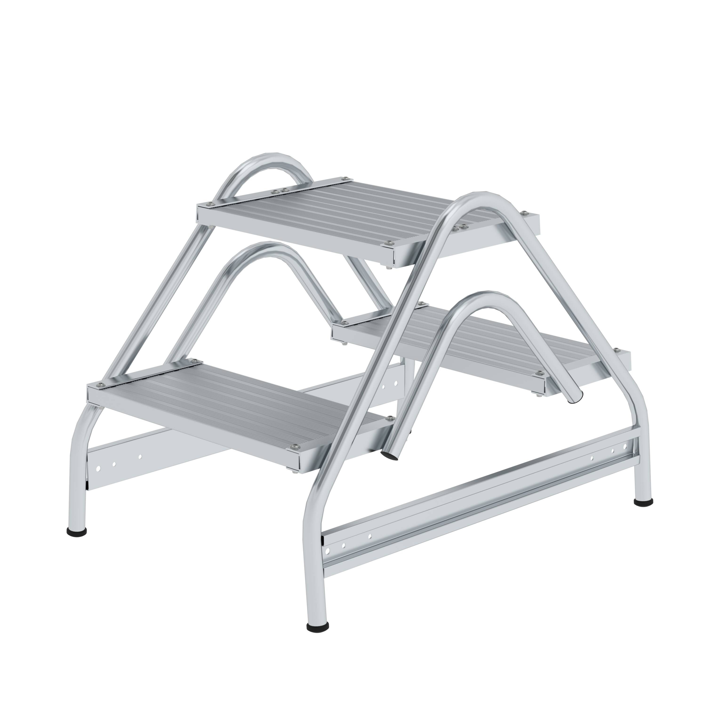 Arbeitspodest beidseitig begehbar Aluminium geriffelt 2x2 Stufen 50059 Arbeitspodest beidseitig begehbar Aluminium geriffelt 2x2 Stufen