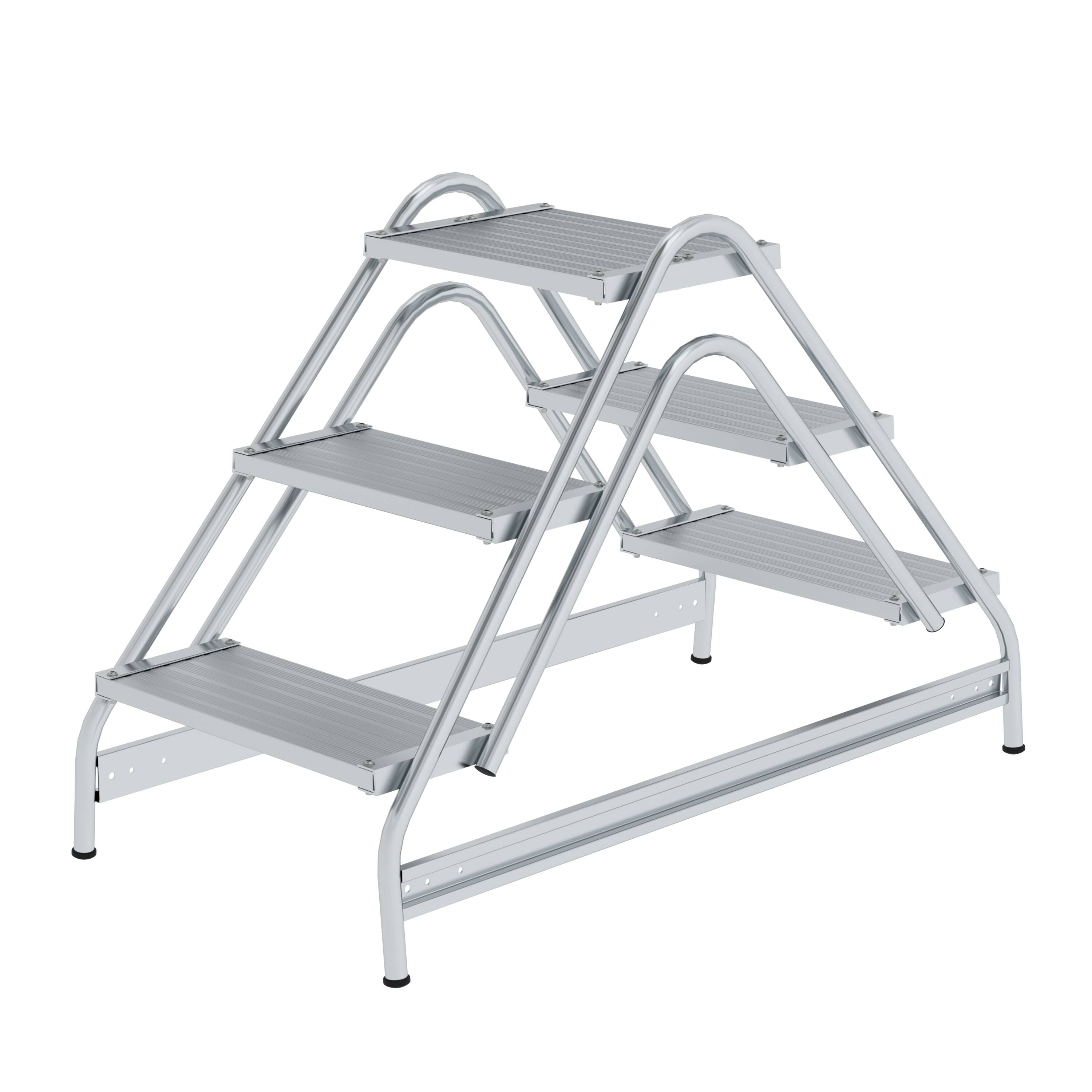 Arbeitspodest beidseitig begehbar Aluminium geriffelt 2x3 Stufen 50060 Arbeitspodest beidseitig begehbar Aluminium geriffelt 2x3 Stufen