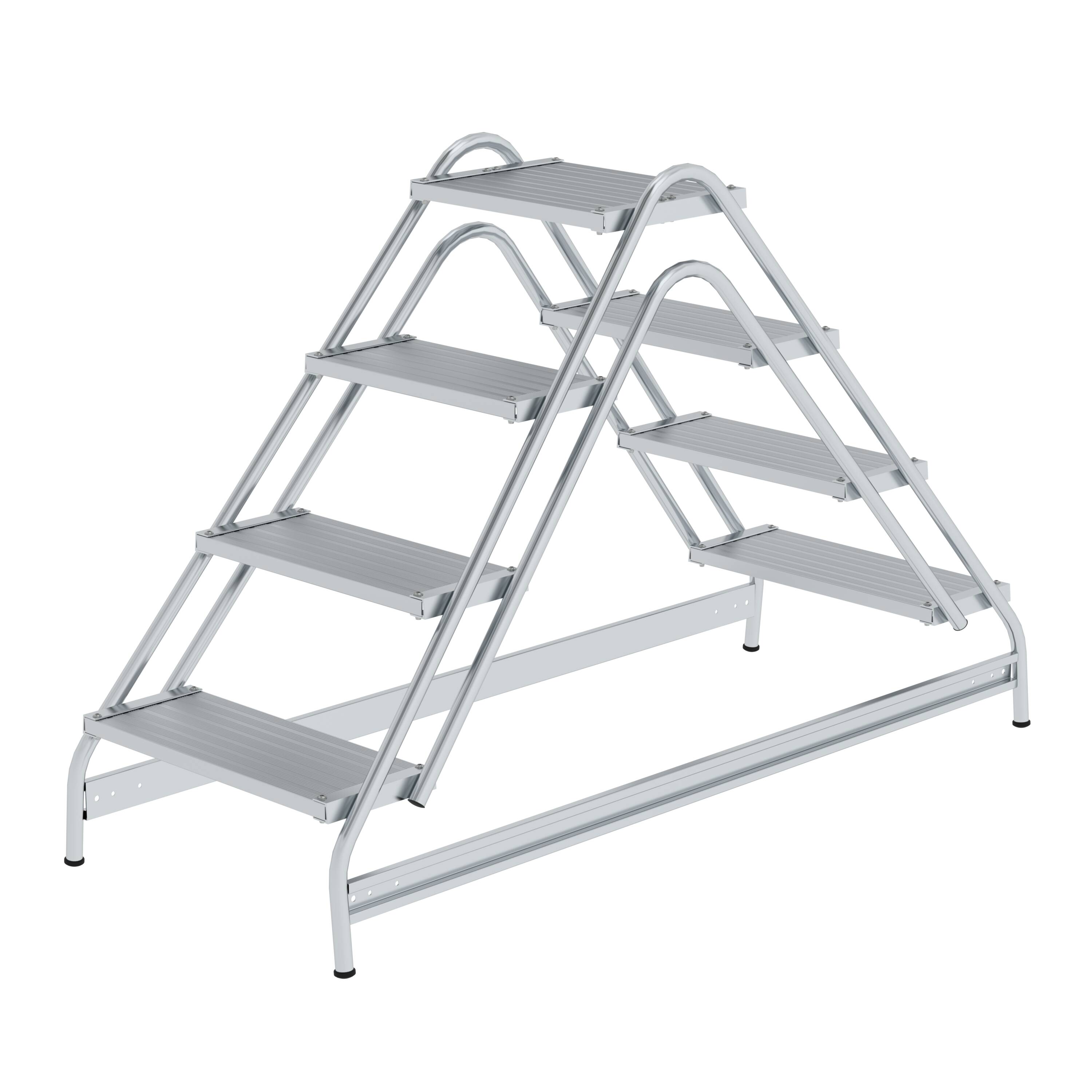 Arbeitspodest beidseitig begehbar Aluminium geriffelt 2x4 Stufen 50061 Arbeitspodest beidseitig begehbar Aluminium geriffelt 2x4 Stufen
