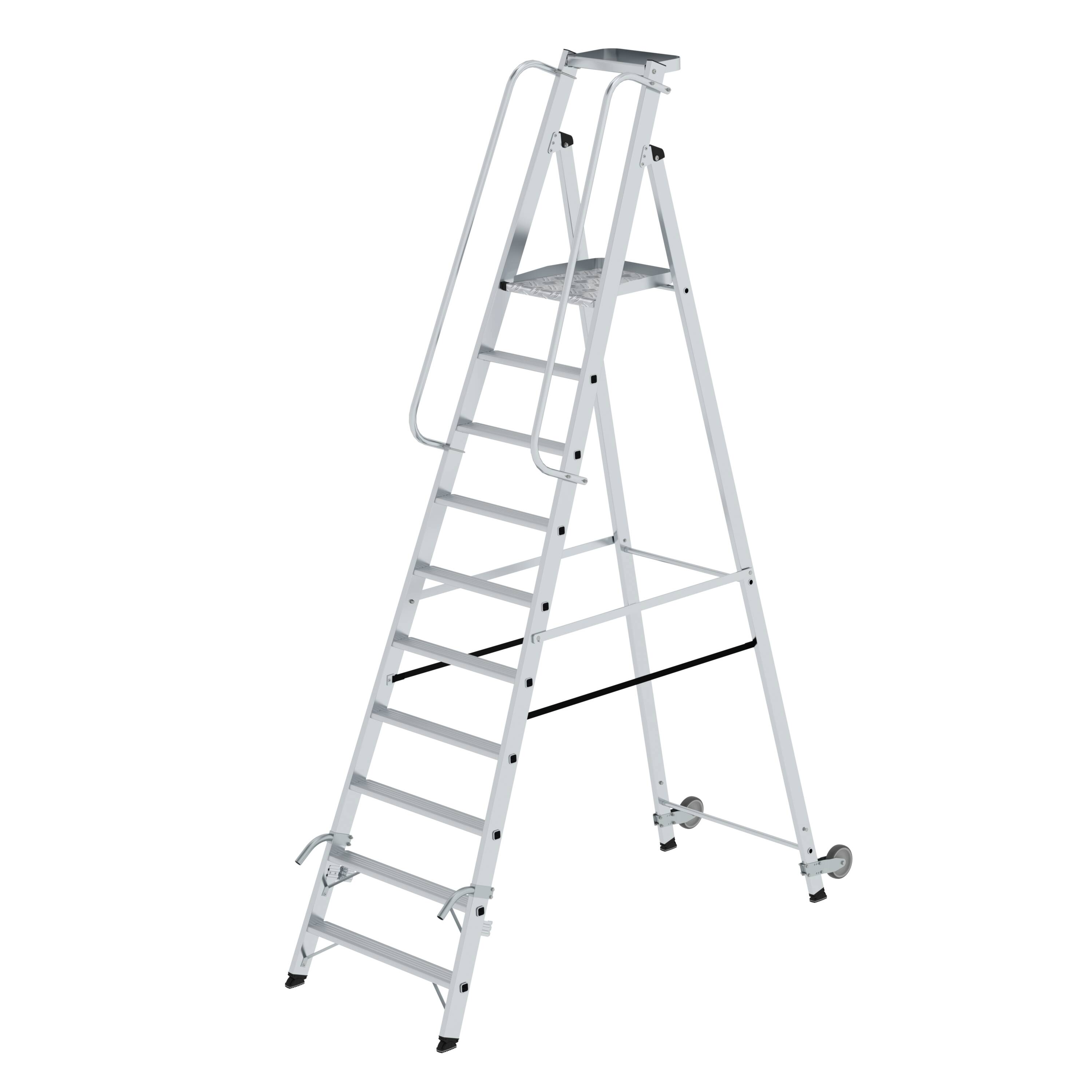 Plattformleiter mit Rollen und Griff 10 Stufen mit Ablageschale 51090 Plattformleiter mit Rollen und Griff 10 Stufen mit Ablageschale