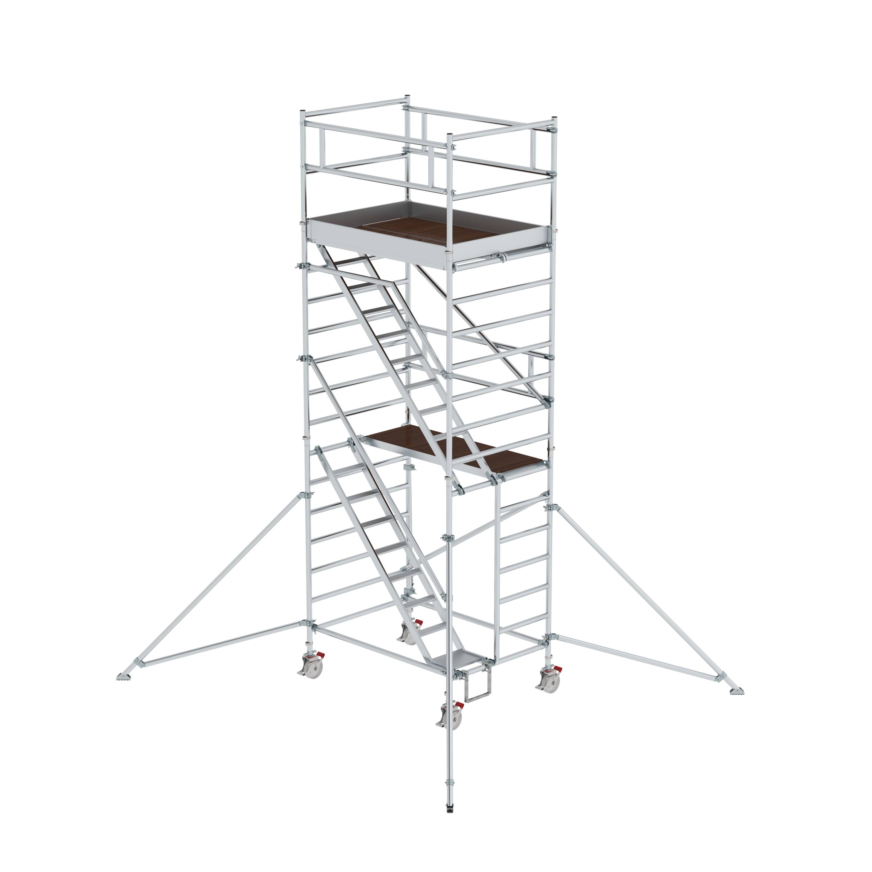 Rollgerüst 1,35 x 1,80 m mit Schrägaufstiegen & Ausleger Plattformhöhe 4,35 m