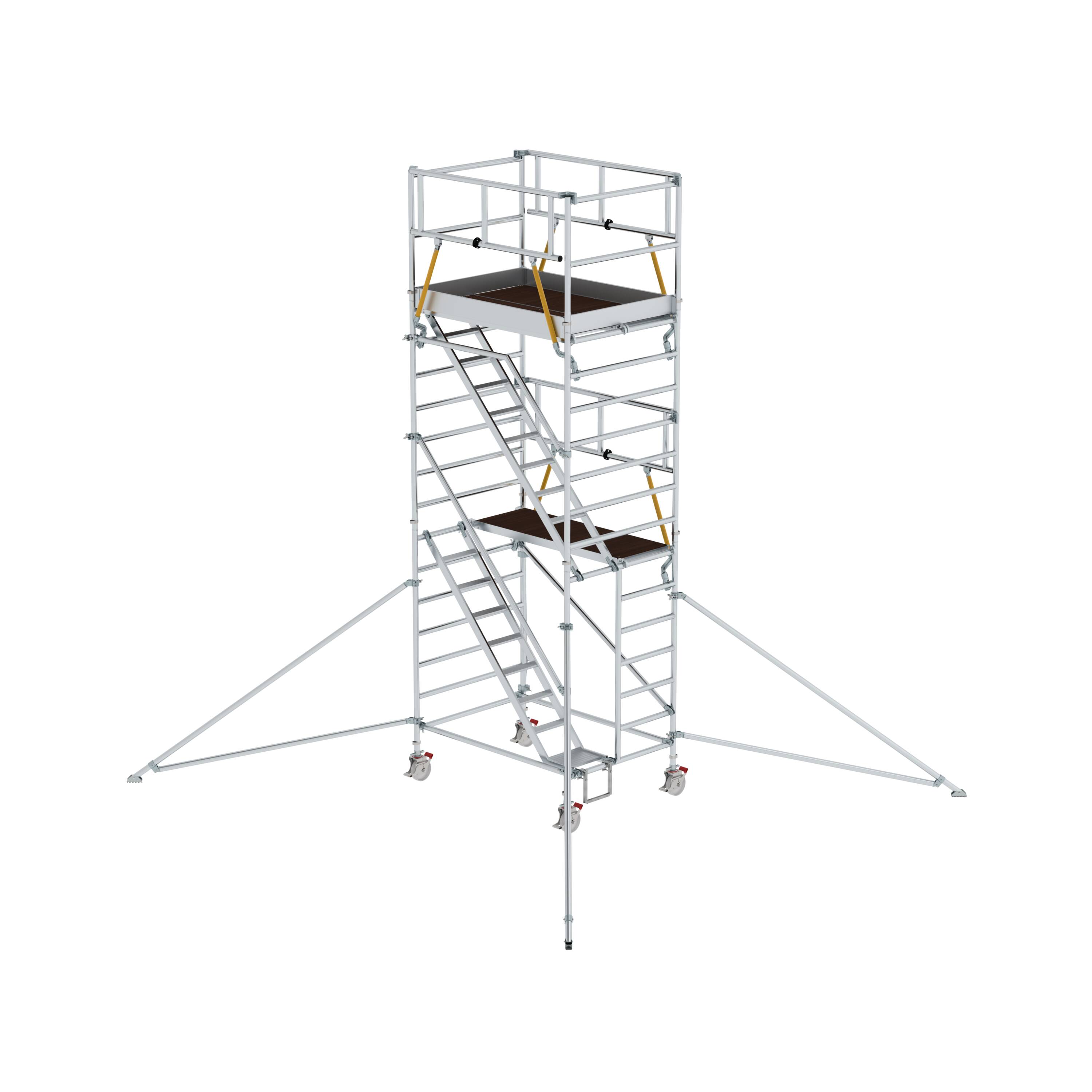 Rollgerüst SG 1,35 x 1,80 m mit Schrägaufstiegen & Ausleger Plattformhöhe 4,47 m